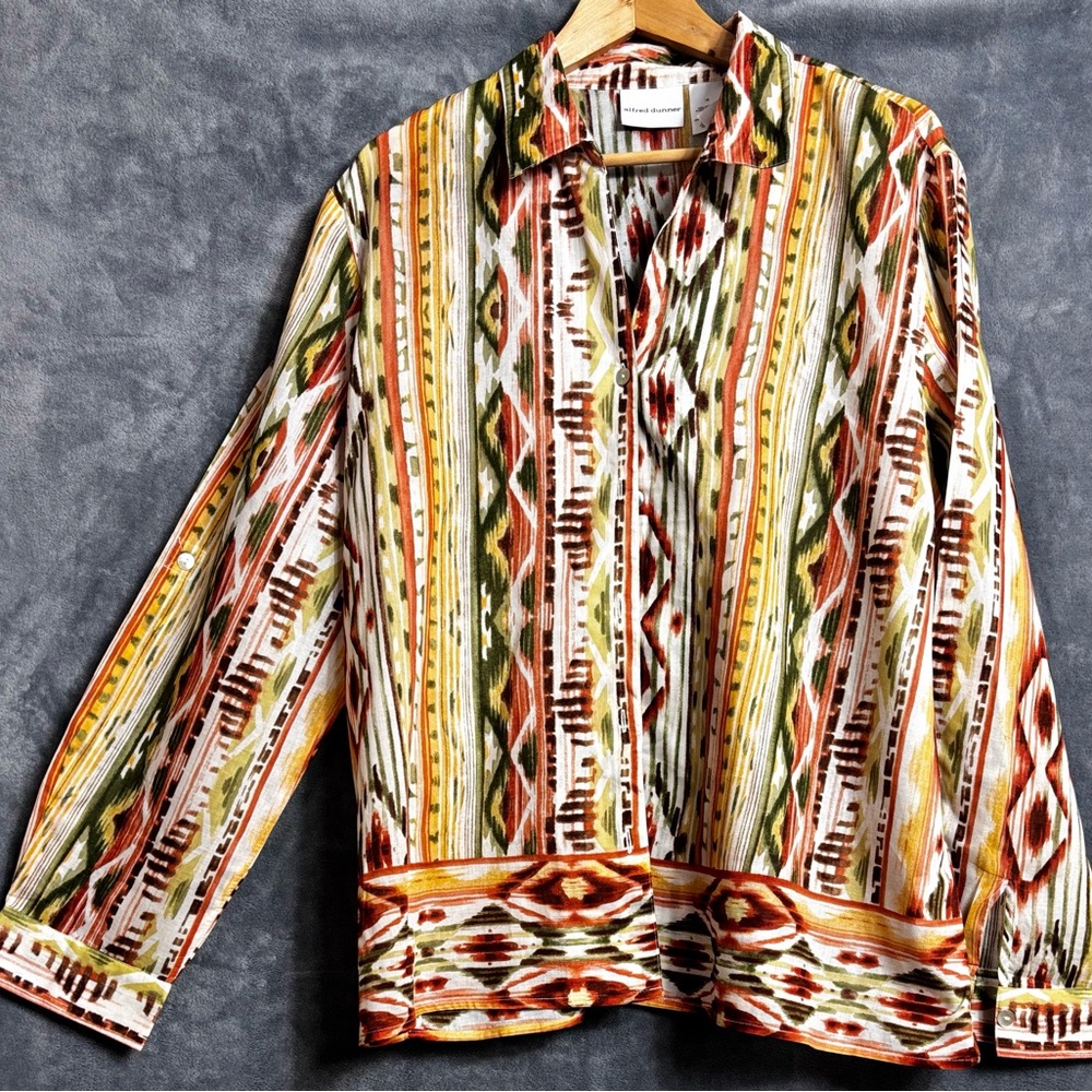 Alfred Dunner Multicolor Patterned Shirt Jacket